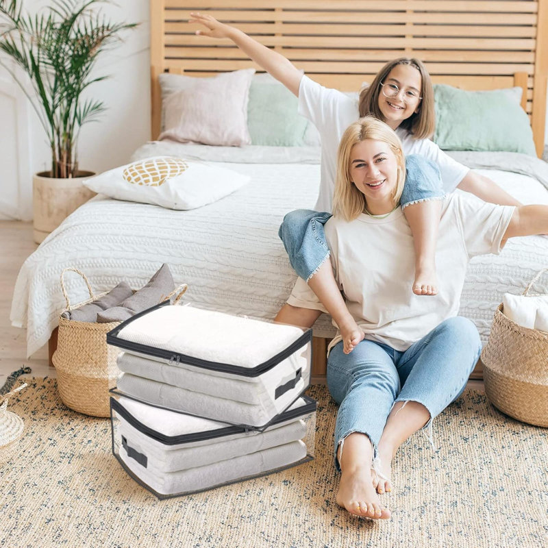 6 pièces de sacs de rangement transparents avec fermeture à glissière, sacs de rangement en plastique pour vêtements de garde-robe, édredons, literie, organisateurs de draps