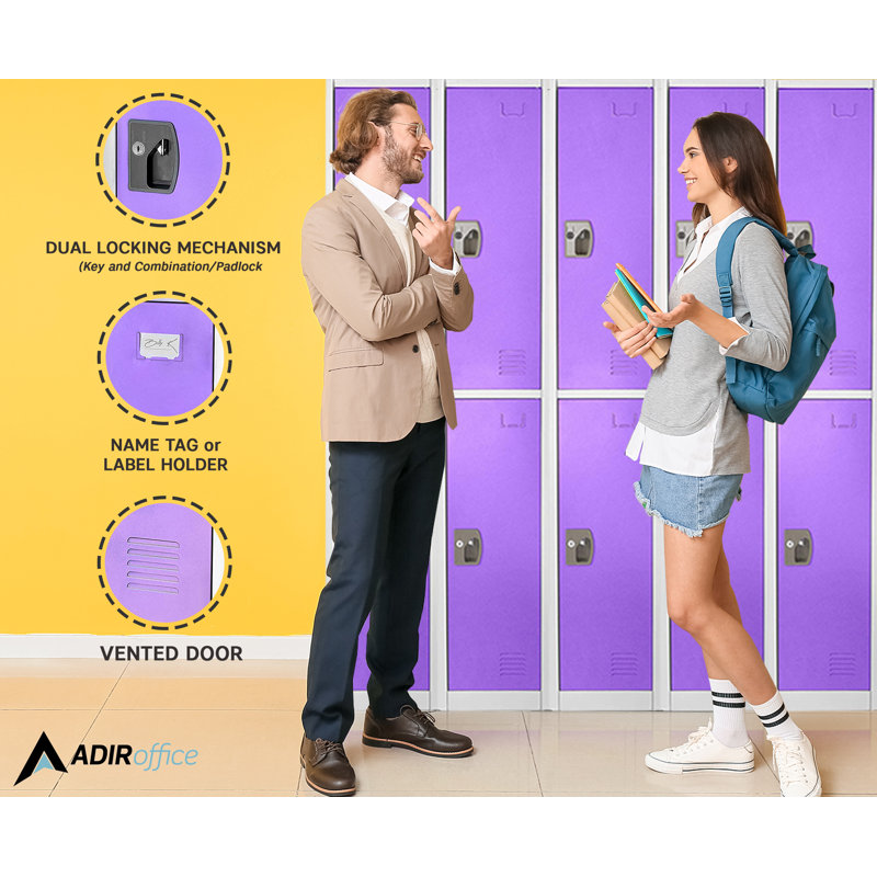 12'' Wide Purple Steel 2-Tier Ventilated Lockers Set