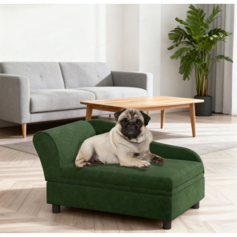 Canapé-lit pour animaux de compagnie avec rangement et coussin moelleux