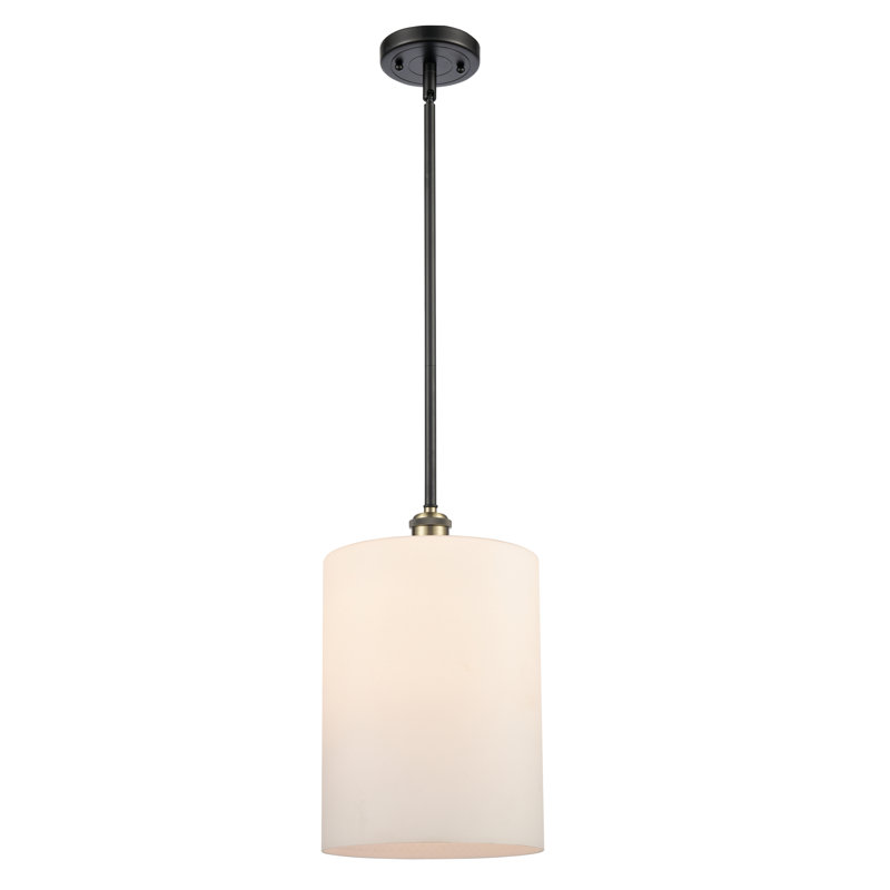 Leilani 1 - Light Single Pendant, Matte White, 6 Watt Vinage LED Bulb, Black Antique Brass