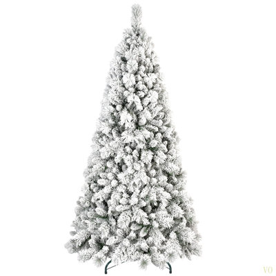 Arbre de Noël 7,5 pi avec 1252 pointes - PVC enneigé et branches à aiguilles dures, structure à charnières pour une installation facile, support en métal stable - arbre de Noël réaliste