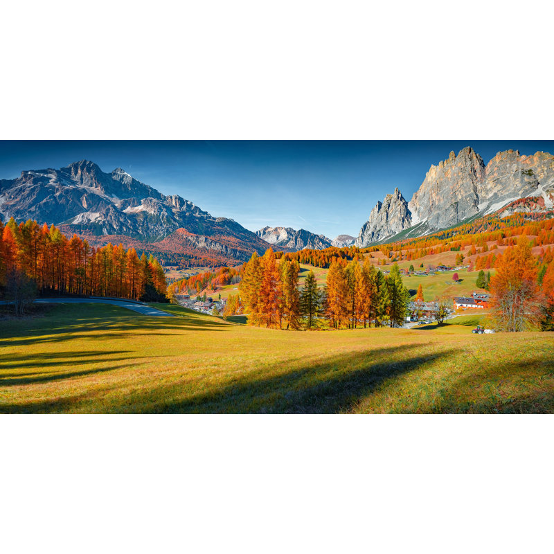 «Autumn Mountain Serenity - Vibrant Fall Landscape», art sur toile, H 27,5 po x l 55 po
