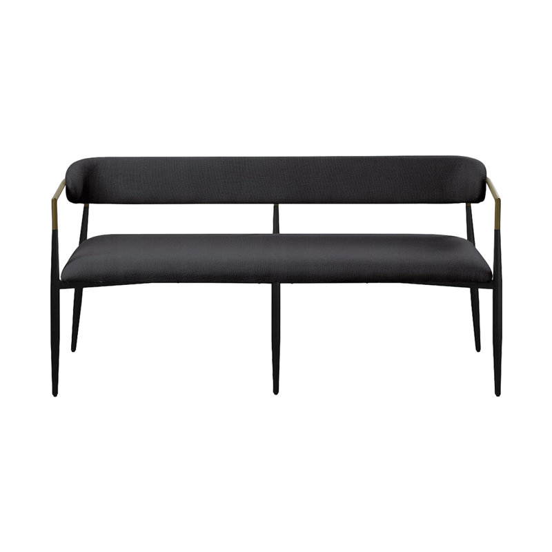 BANC CHENILLE NOIR, L 65,4 po x P 20,4 po