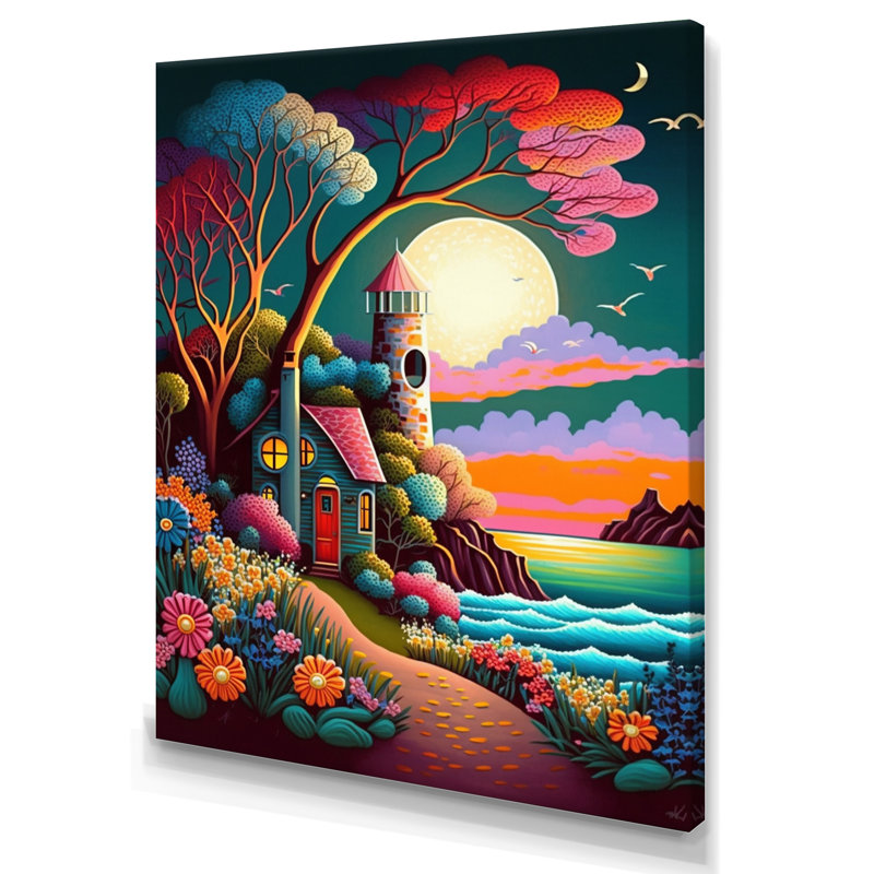 Pleine lune en style moderne II - reproduction sur toile, L 24 po x H 32 po, Toile tendue