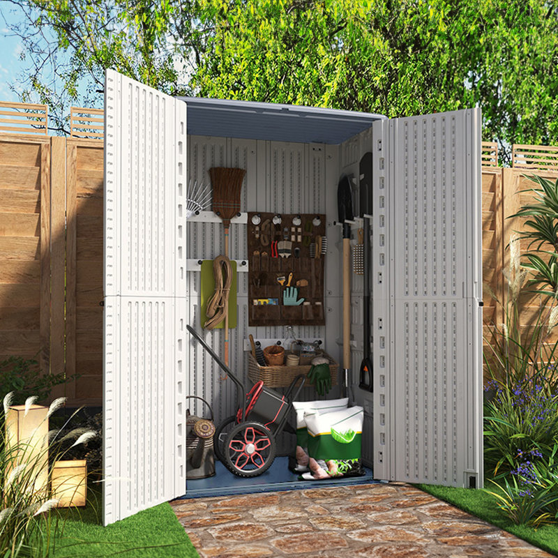 Carlana Outdoor Plastic Resin Large Storage Shed