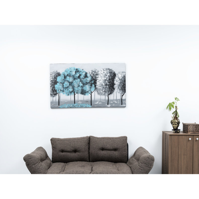 Oversized Wall Canvas 47'' X 27'' - Hand-Painted Winter Beauty White Landscape Unframed Art Painting Box