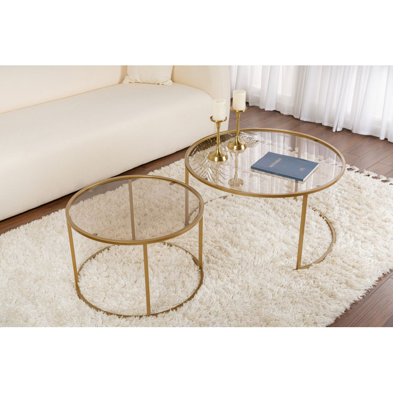 Ensemble de tables basses, Doré, Bronze