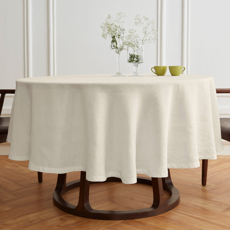 Ivory 60" Round Pre-Washed Linen Tablecloth