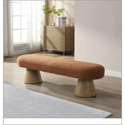 Banc de salle à manger pour la salle à manger, banc de chambre à coucher rembourré pour le vestibule, repose-pieds Boucle pour le salon, pied de tabouret orange de 64 po et pieds en bois, capacité de poids de 300 lb
