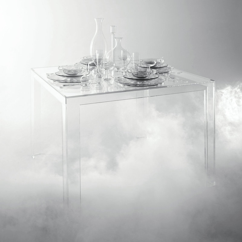 Invisible Acrylic Square Coffee Table, 28.35" H x 39.37" L x 39.37" W, Crystal