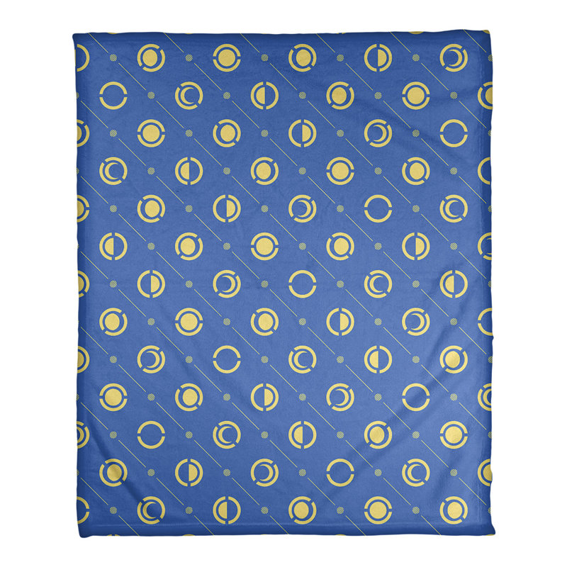 Couverture polaire moon phases, l 30 po x L 40 po, Bleu / Jaune