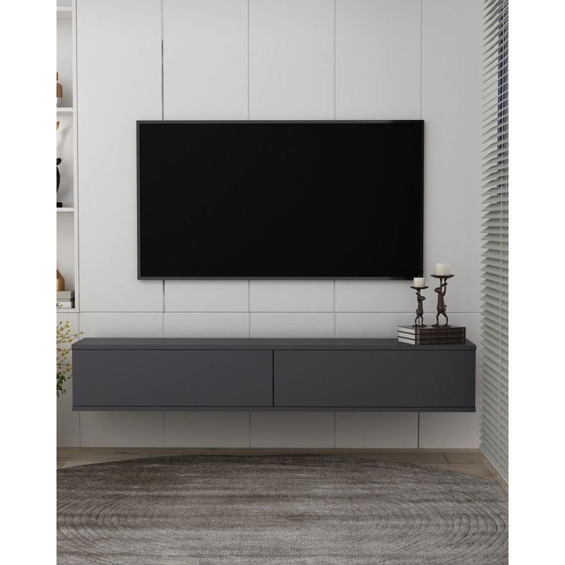 Modern TV Stand, Anthracite, 47.2 x 10.2 x 10.2 inches | 100% Melamine Coated Particle Board, Thickness: 0.7 inches | Wall-Mountable Design, Sleek & Stylish for Living Room & Entertainment Spaces, Durable & Functional
