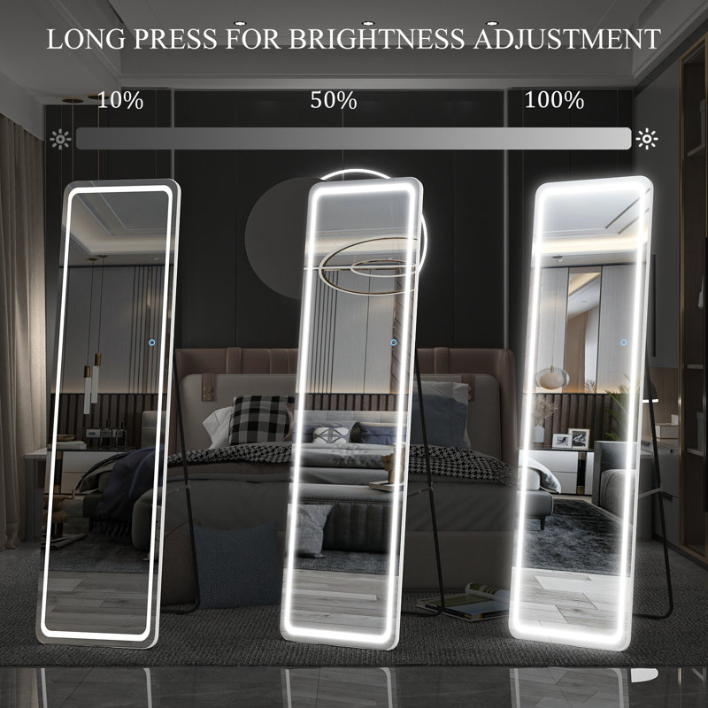 Taelyn Rectangle LED Metal Mirror, White