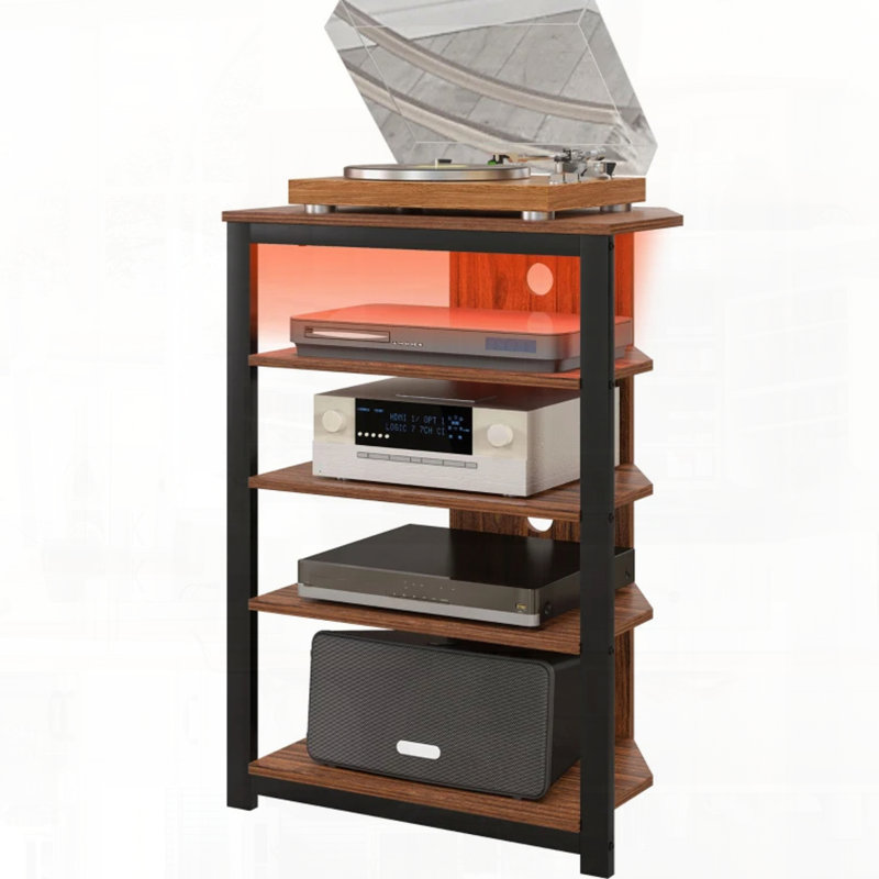 Meuble télé avec meuble télé à DEL avec tablettes de rangement et structure en acier