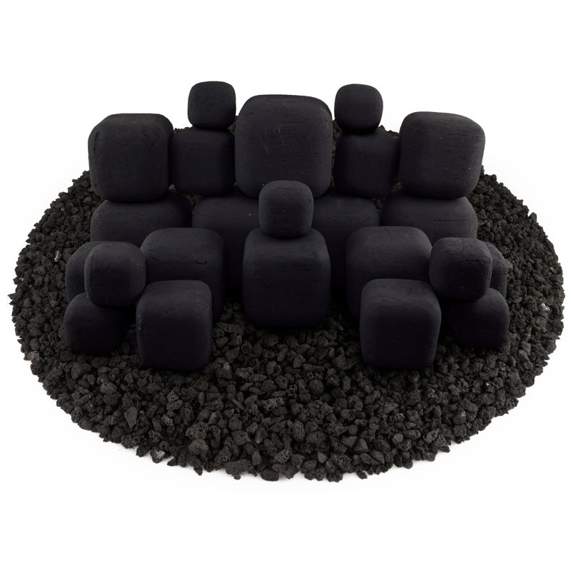 6'' Square Ceramic Fire Pit Accessory, Midnight Black