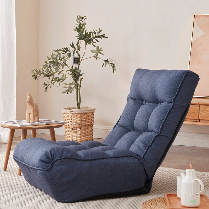 Fauteuil inclinable avec repose-pieds Bean Bag, Coton bleu marine