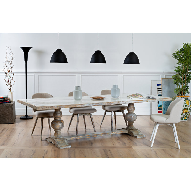 Dining Table, Gray Oak, Calacatta