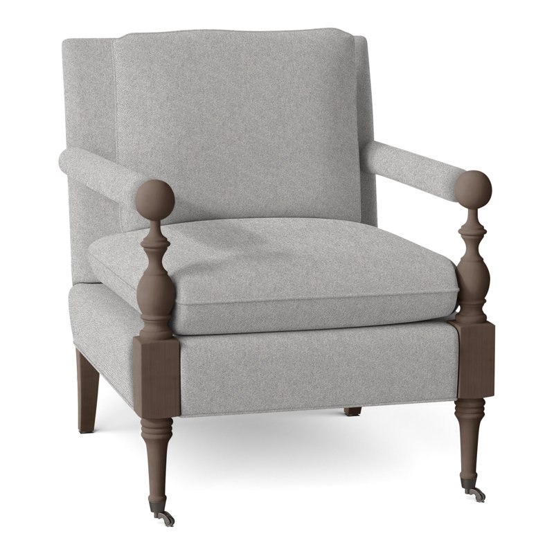 Leslie Armchair, Hazelnut, Perigold Aspen Flannel Light Gray