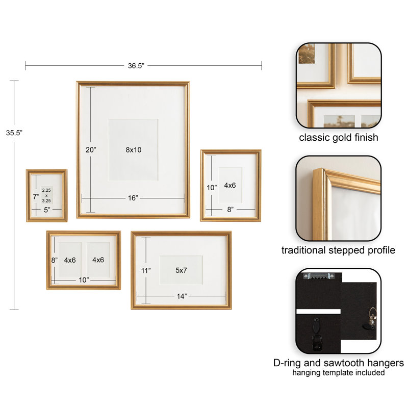 Five-Piece Matted Picture Frame Set
