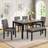 6-Piece Dining Table Set With Bench And Chairs, Dining Table Set For 6 With Bench, Wooden Dining Table Set