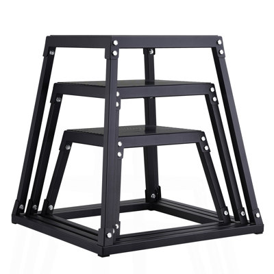 Plyometric Jump Boxes, 12/18/24 Inch Plyo Box, Platform And Jumping Agility Box, Anti-Slip Fitness Exercise Step Up Box Set For Home Gym Training, Conditioning Strength Training, Black