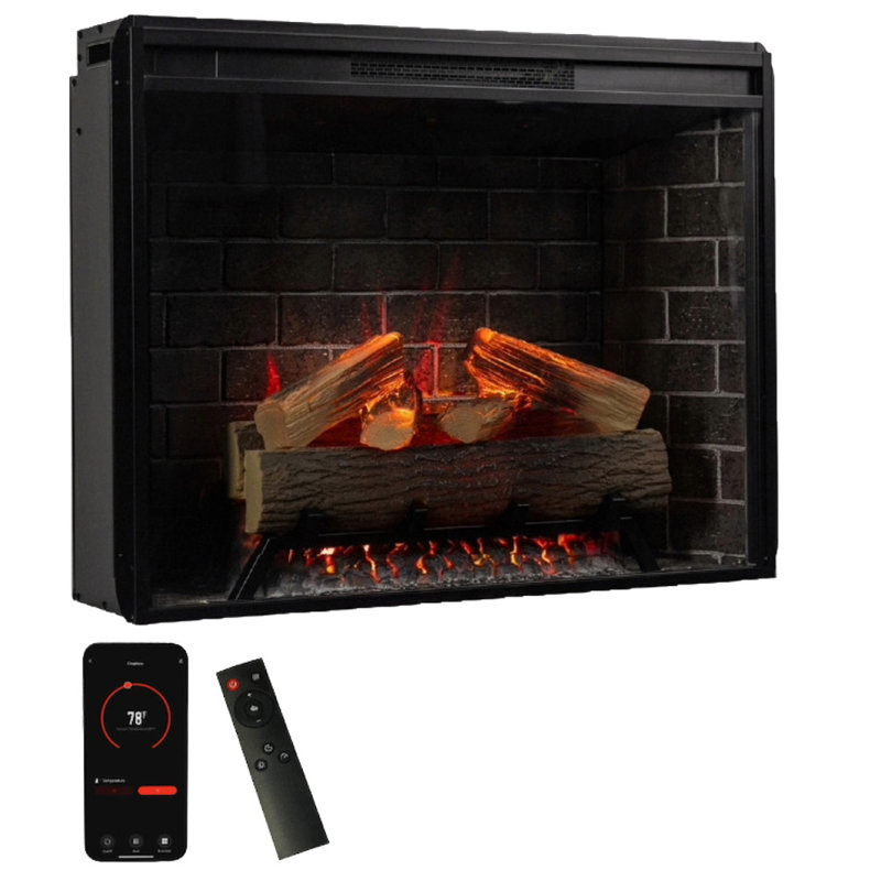 Electric Smart Fireplace with Heat, 23-Inch