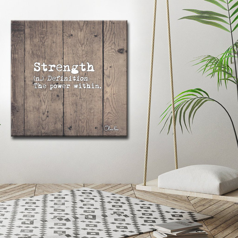 « Define Strength » par Olivia rose, reproduction d’art textuel sur toile, H 30 po x l 30 po x 1,5 po