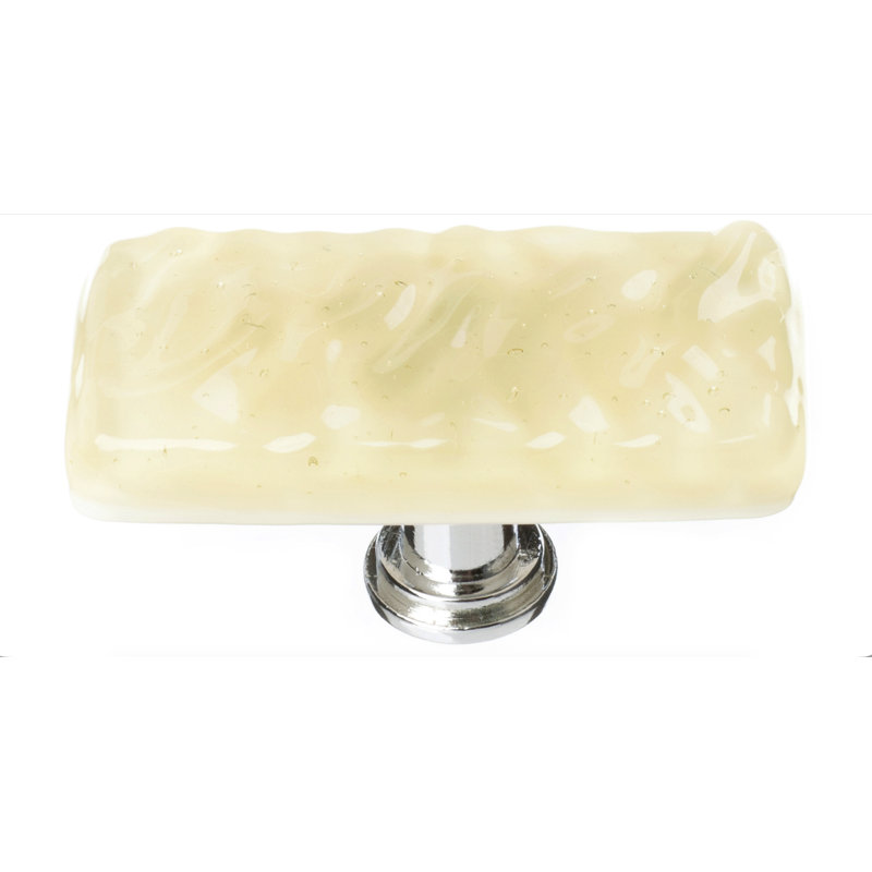 Glacier Square Knob, Polished Chrome, Pale Yellow, Long Knob