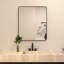 Cozy l 30 po x H 36 po Miroir de salle de bain mural avec cadre noir mat-515628769-514696199
