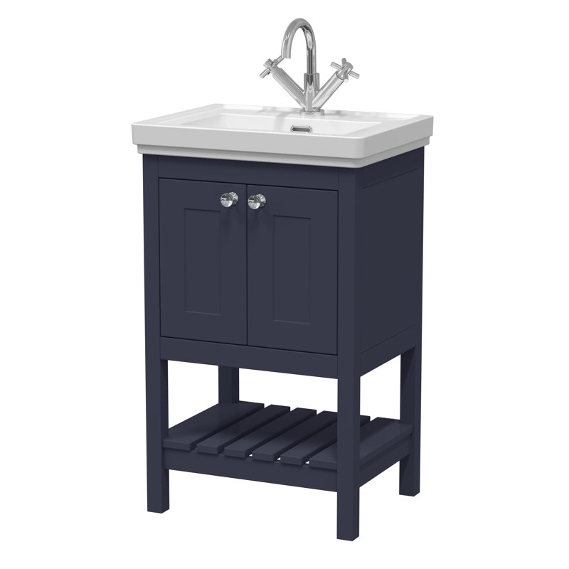 Bexley 531mm Single Bathroom Vanity with Integrated Fireclay Basin, Indigo Blue