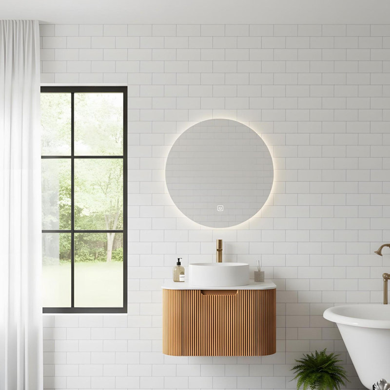 Salle de bain murale 24 "avec lavabo rond en céramique et tiroir, 24"