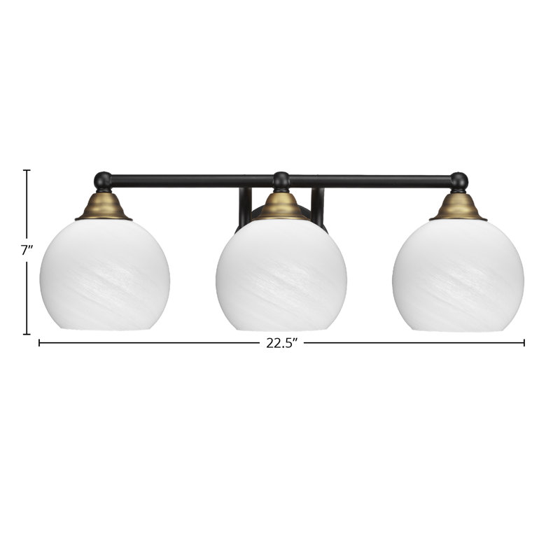 Michell 3-Light Bath Bar, Matte Black/Brass