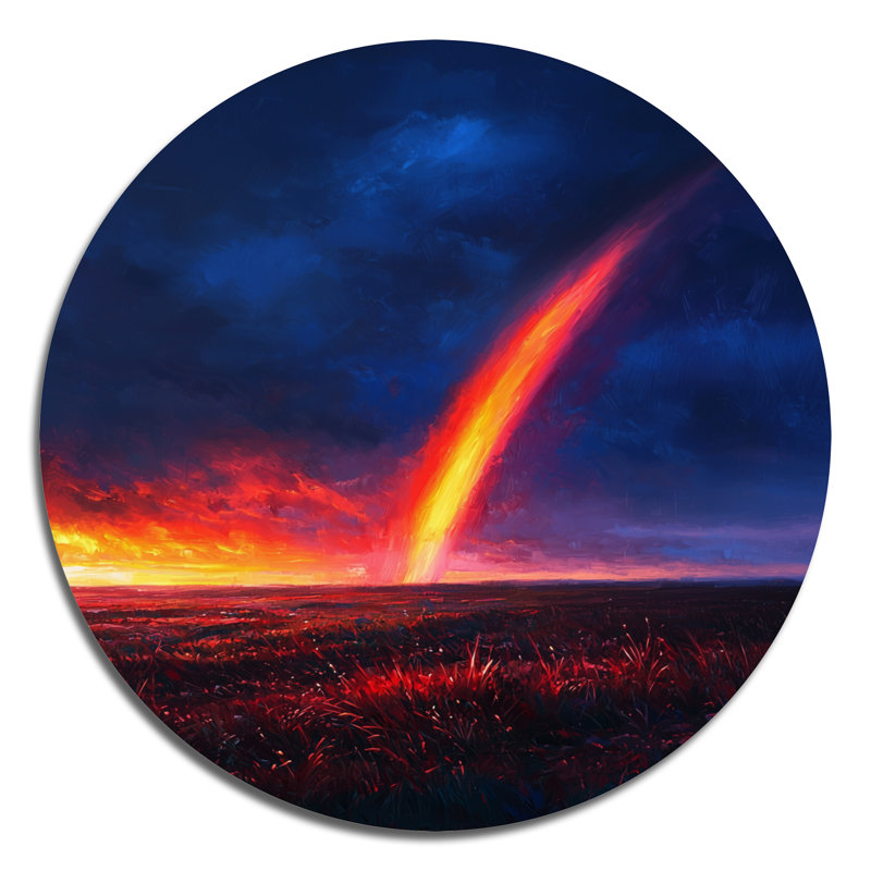 Arc-en-ciel après la tempête II - arc-en-ciel, décoration murale en métal jaune traditionnel, H 29 po x l 29 po