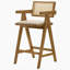 Chaise de bar en noyer clair tissé et en rotin (ensemble de 2)