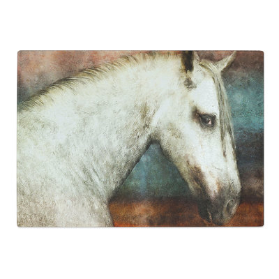 Tempered Glass Horse Portrait Painting Chopping Board