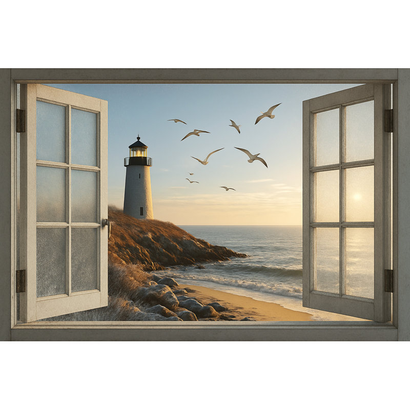 Evening Watch – Lighthouse Sunset Art