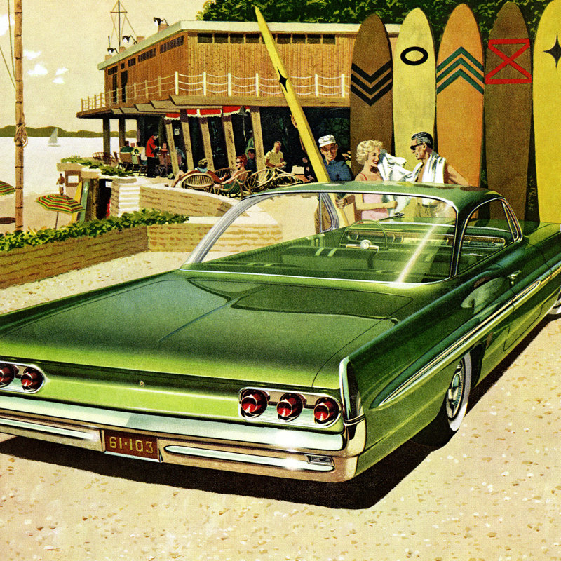 Green Car - Wrapped Canvas Print, 76cm H x 76cm W x 3.8cm D