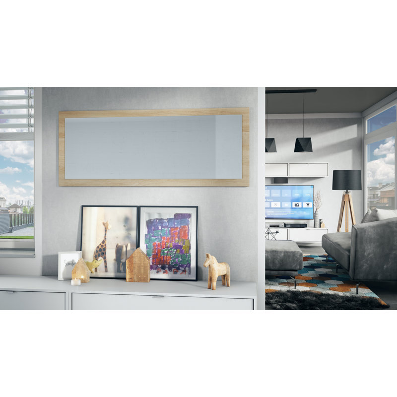 Comptche Engineered Wood Flat Wall Mirror, 139cm H x 55cm W, Rough-cut Oak