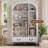 66.9" Tall Arched Cabinet With Glass Doors, White Display Cabinet For Living Room, Kitchen, Dining Room-1316959529