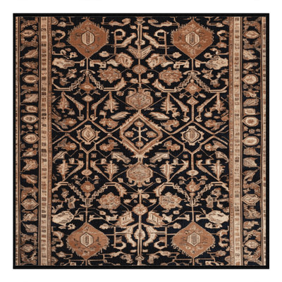 Tapis persan noir lavable à la machine