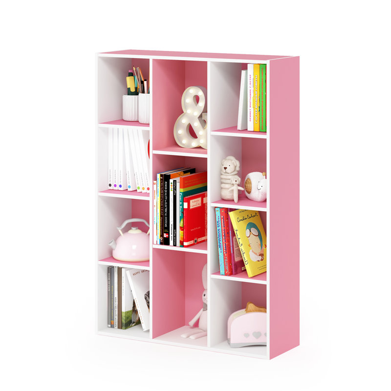 Placentia 11-Cube Reversible Open Shelf Bookcase, White/Pink