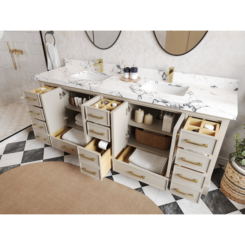 Ensemble de meuble-lavabo double 84 po Charlotte, Blanc