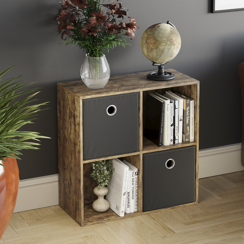 Bursa 64.5cm H x 65cm W Bookcase, Dark Wood/Black