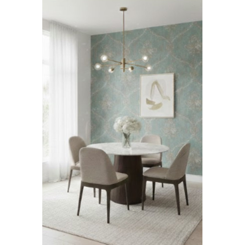 Damask Roll, Metallic Gold/Turquoise