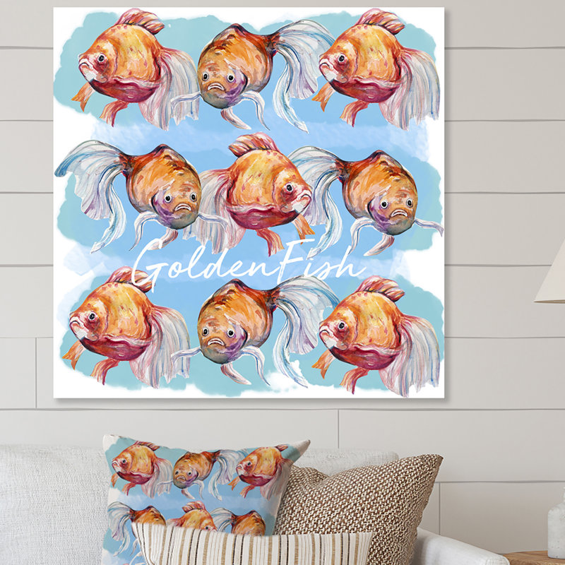 Aquarelle, art du poisson III - sur, H 16 po x l 16 po x P 1 po, Toile tendue
