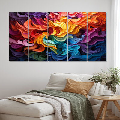 Opt Art Vibrant Illusions II - 5 pièces sur toile tendue