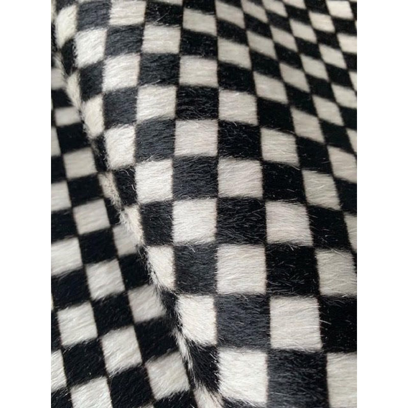Erhart Black/White Checkers Printed Cowhide Rug