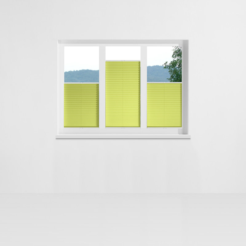Affoux Cordless Opaque Pleated Blind, Yellow green, 100 x 130cm