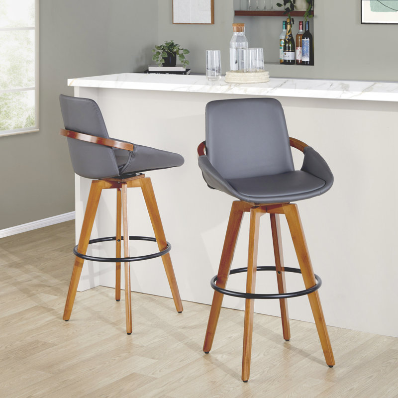 Whitacre Fixed-Height Bar & Counter Stool, Bar Stool (29" Seat Height), Dark Gray
