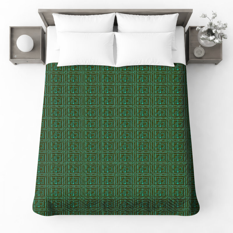 Couvre-lit matelassé à motif géométrique vert toutes tailles, Double
